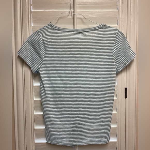 Lucky Brand Blue / White Striped Knot Front Tee Shirt - Size S - Picture 2 of 6